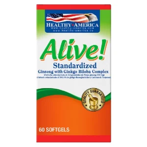 Alive standardized ginseng con ginkgo biloba x 60 softgels Healthy America