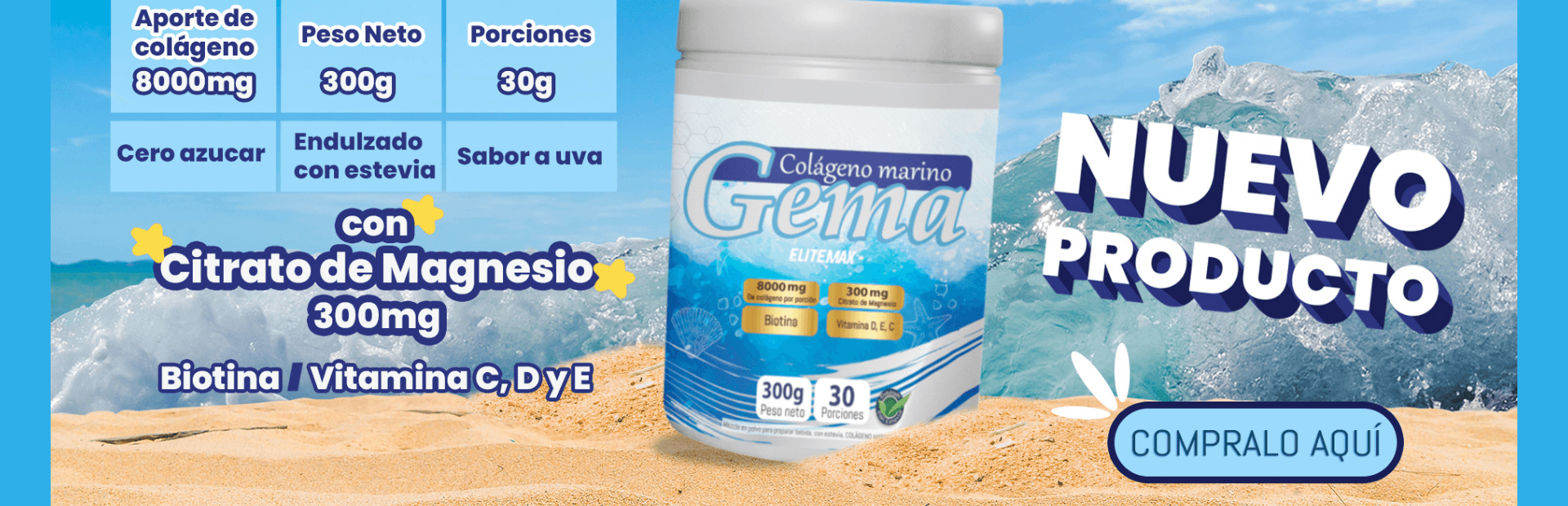 Colageno Marino Gema EliteMax con Citrato de Magnesio