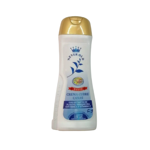 Crema Cubre Canas Never Old con cobertura inmediata para hombres y mujeres