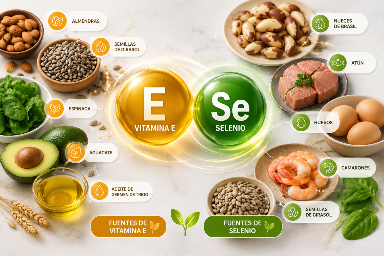 Fuentes de vitamina E y selenio